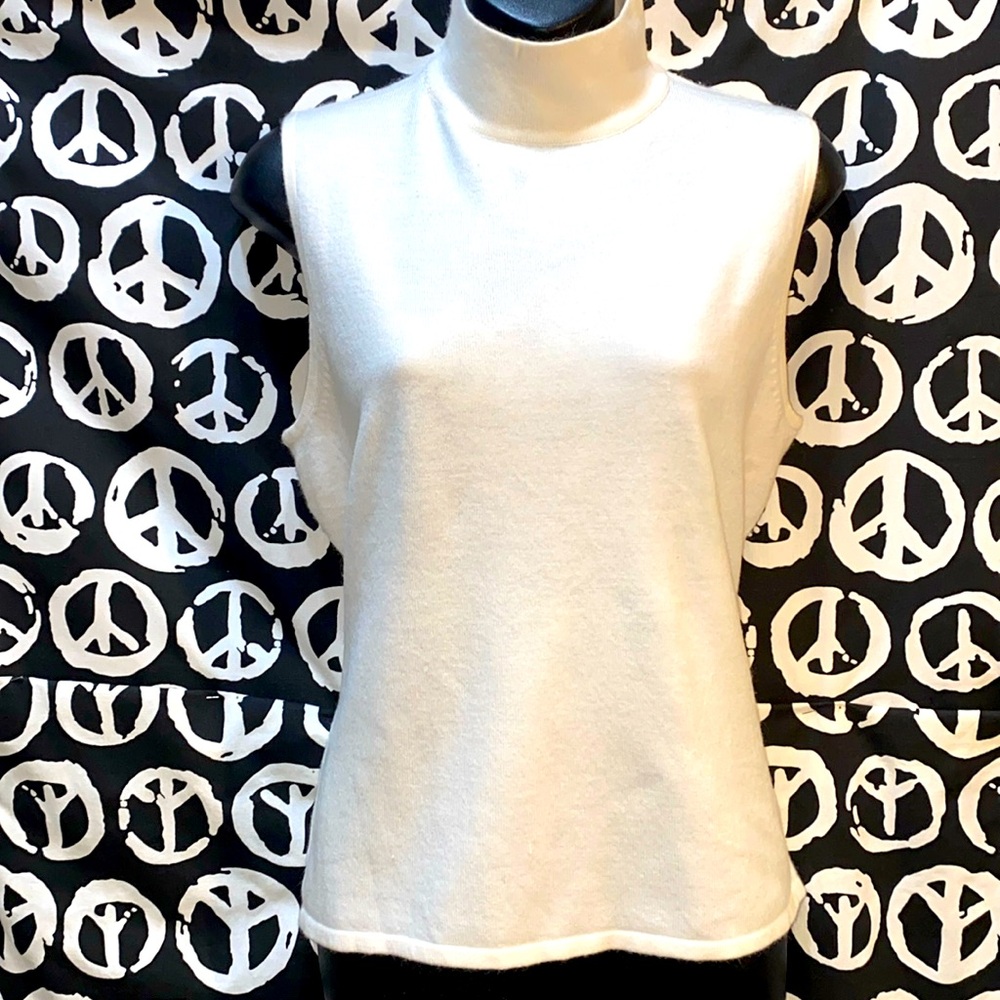 AMANDA SMITH SLEEVELESS SCOOP NECKLINE SWEATER TURTLENECK TANK SZ L